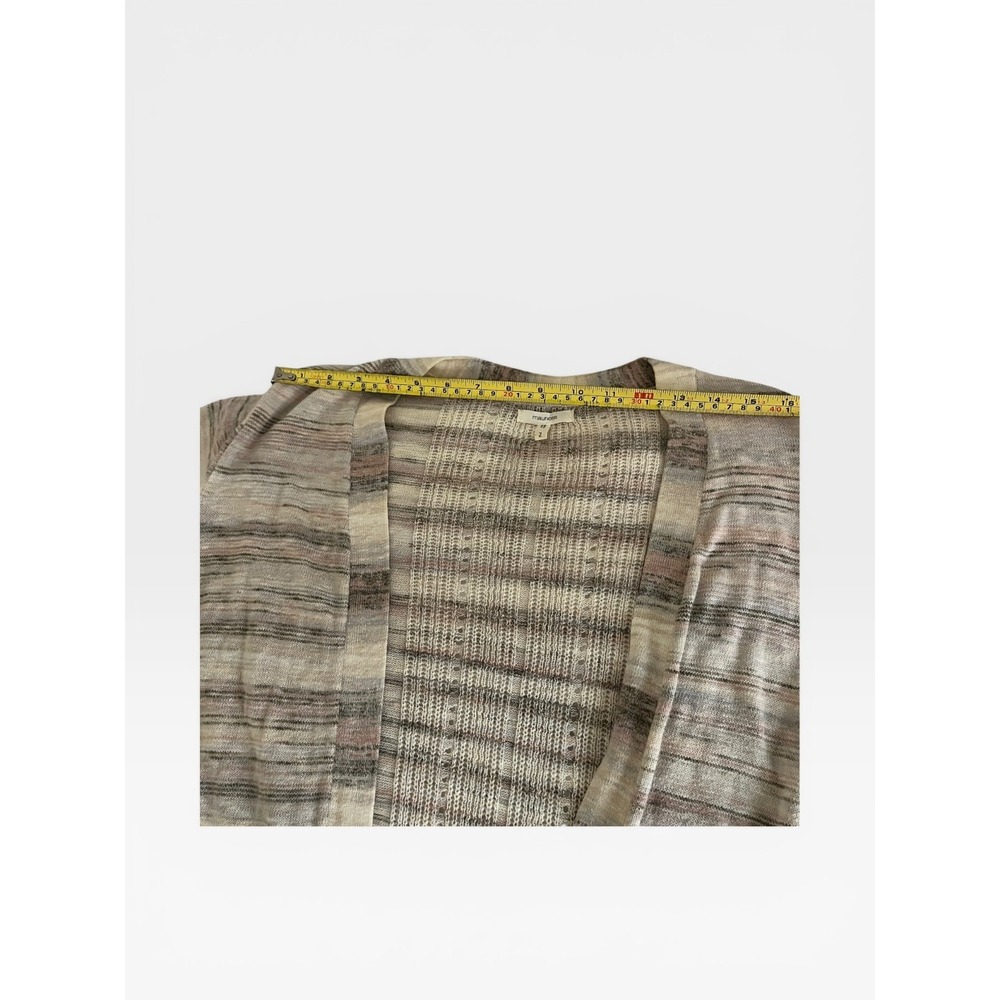 Maurices Womens Open Front Cardigan Beige Gray Striped Space Dye Knit Size 2‎ - Picture 4 of 9